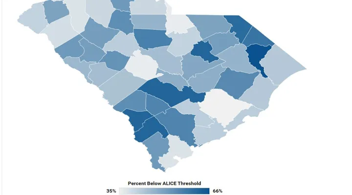 More than four in ten South Carolinians live below the ALICE threshold. They work, but are unable to get ahead with their earnings.