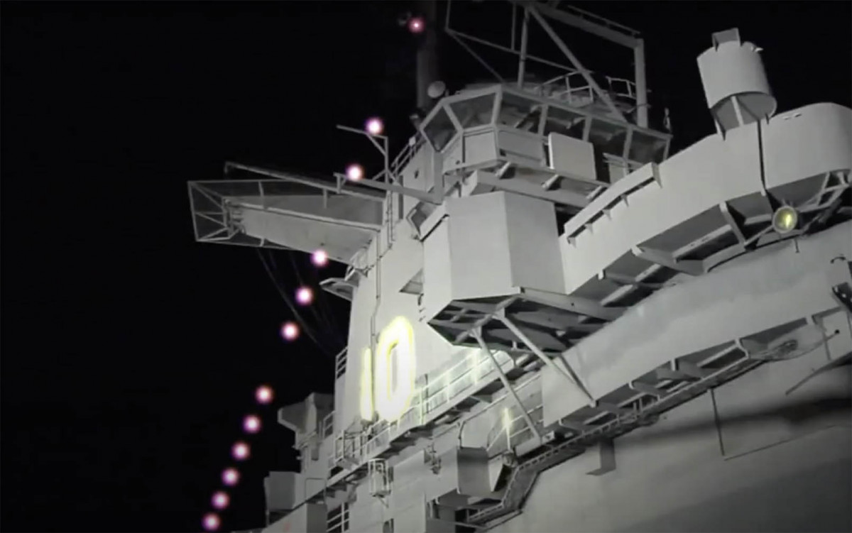 USS Yorktown at night