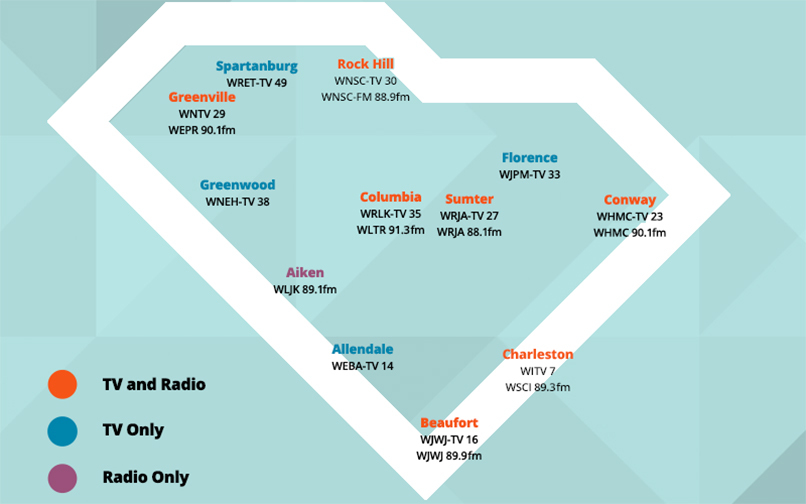 SCETV Station Map