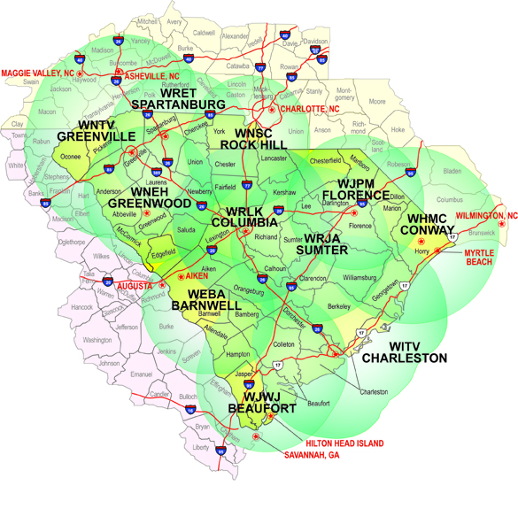 ETV Coverage Map for South Carolina