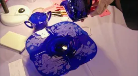 Appraisal: Etched Cobalt Glass, ca. 1935: asset-mezzanine-16x9