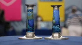 Appraisal: Liberty & Co. & Moorcroft Candlesticks, ca. 1930: asset-mezzanine-16x9