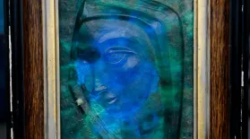 Appraisal: 1967 Edris Eckhardt Glass Plaque: asset-mezzanine-16x9