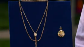 Appraisal: Elgin Pocket Watch & Double Chain, ca. 1923: asset-mezzanine-16x9