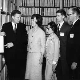 Guests visit SCETV's tape vault, where programs are stored.