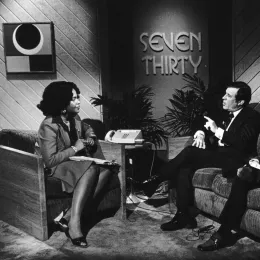 Host Beryl Dakers on the set of SEVEN30