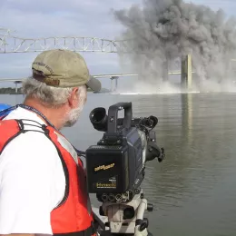 SCETV films the demolition of the old Charleston bridge