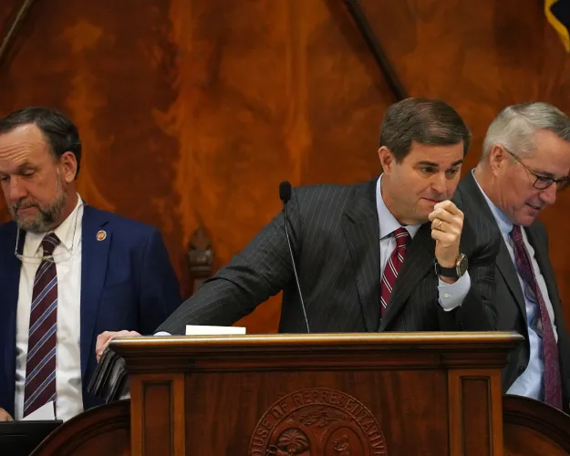 S.C. House Ways and Means Committee Chairman Bruce Bannister, R-Greenville; House Speaker Murrell Smith, R-Sumter; and Speaker Pro Tem Tommy Pope, R-York in the S.C. House on Jan. 15, 2025.