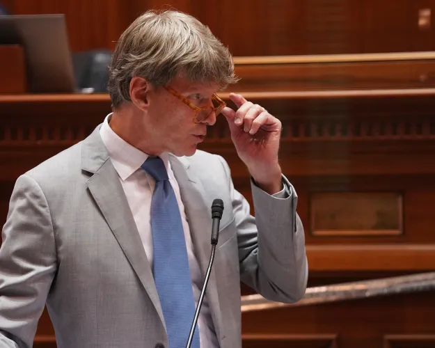 Sen. Luke Rankin, R-Conway, speaks on the energy bill H. 3309, at the South Carolina Statehouse on May 7, 2025, the day before the last day of the 2025 session.