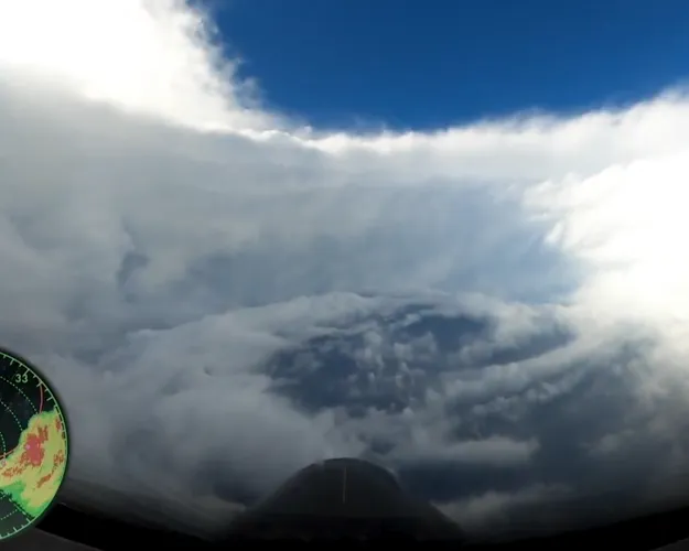 Hurricane hunters fly inside a hurricane's center. This is what they call the stadium effect.