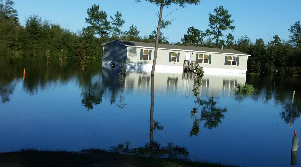 Flooded home in the Britton's Neck Community of Gresham, SC