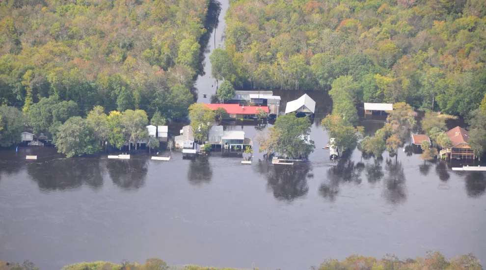 Houses under water, result of the 2015 flood