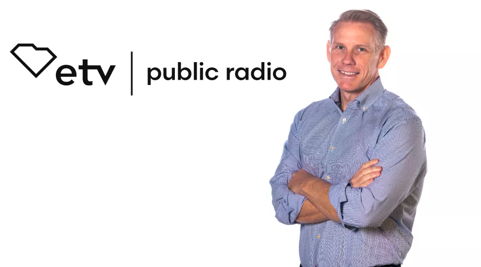 Image of Anthony Padgett with SCETV and public radio logo