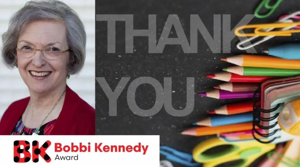 graphic showing a picture of Bobbi Kennedy and the words "Bobbi Kennedy Award" and 'Thank You' 