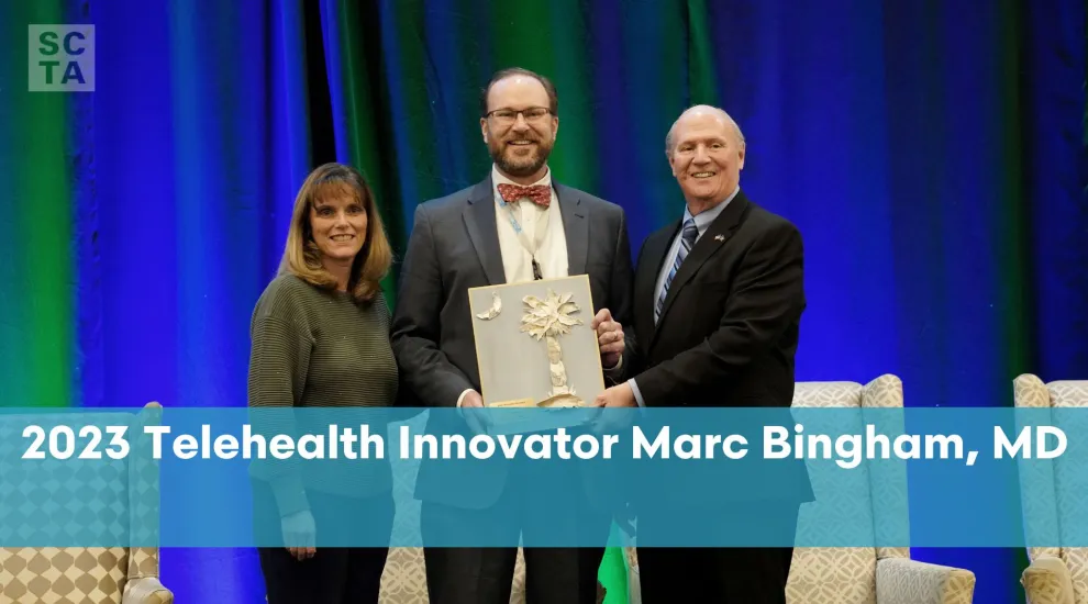 The 2023 Telehealth Innovator award was presented to Dr. Marc Bingham during the 11th Annual Telehealth Summit of South Carolina held this month in Greenville. 
