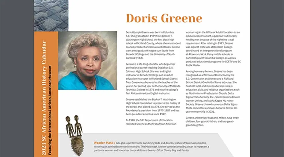SC African American History Calendar: June Honoree - Doris Greene