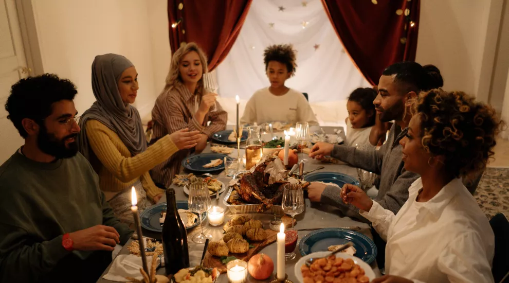 People eating a special meal together