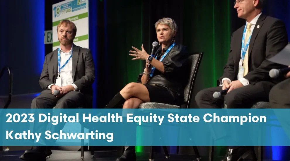 The 2023 Digital Health Equity Champion award was presented to Kathy Schwarting, MHA, during the 11th Annual Telehealth Summit of South Carolina held this month in Greenville. 