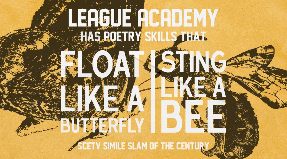 graphic with a butterfly and a bee for SCETV Simile Slam