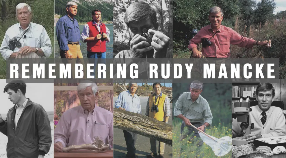 various images of rudy mancke with the words remembering rudy mancke overlaid