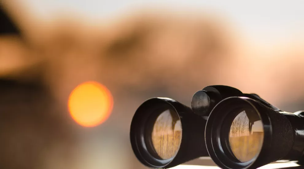 Binoculars with reflections on lenses