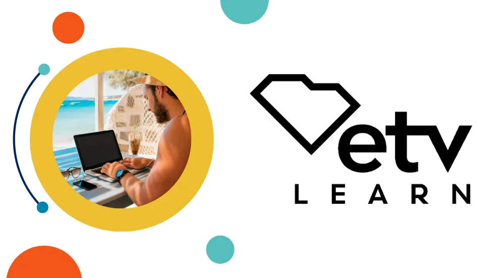 graphic showing ETV LEARN logo and image of person with a laptop