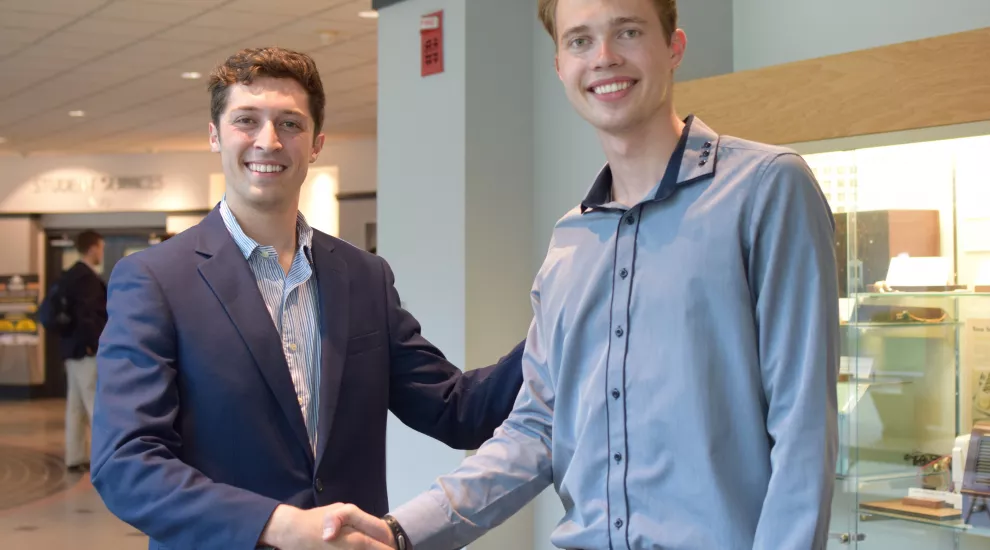 Entrepreneurship Club President Tony Klur and Computer Science Grad Student Steve Rubin