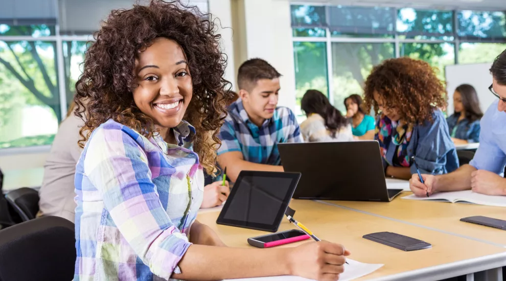 Students using technology in the classroom 