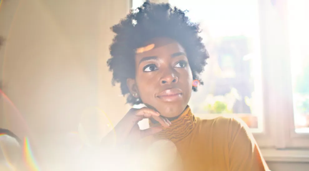 picture of woman with lighting glow effect