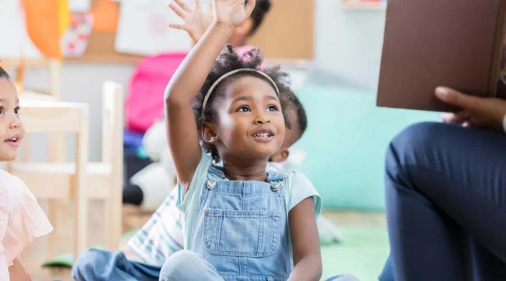 Kindergarten class during story time.