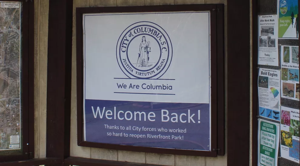 Welcome Back Sign at Park