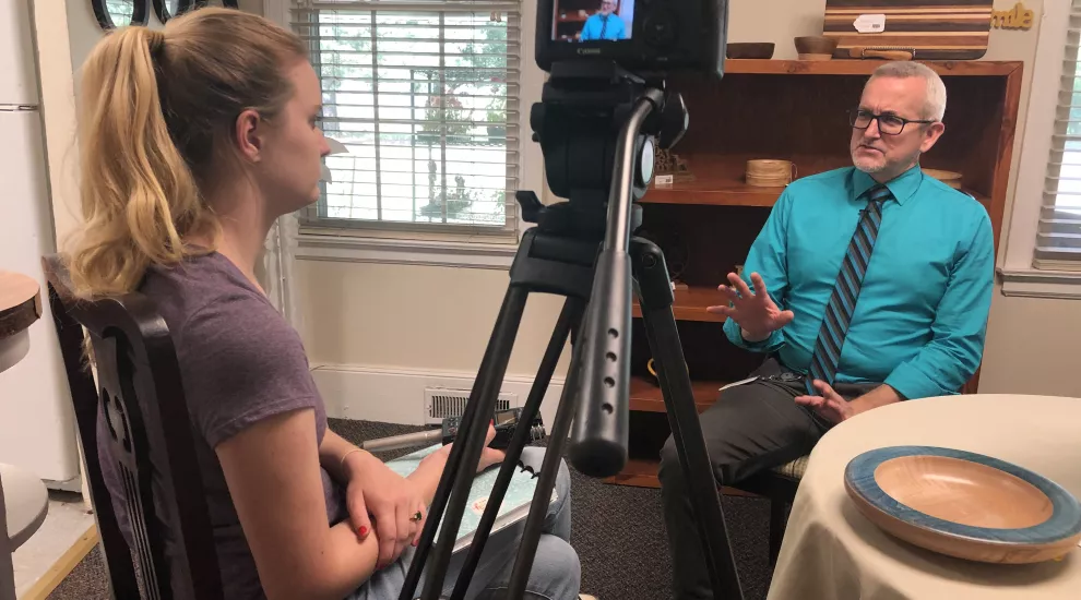 RoseCatherine interviewing at the Store of Hope