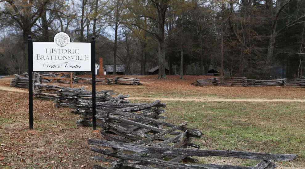 Visitor Center sign at Historic Brattonsville in York County, SC