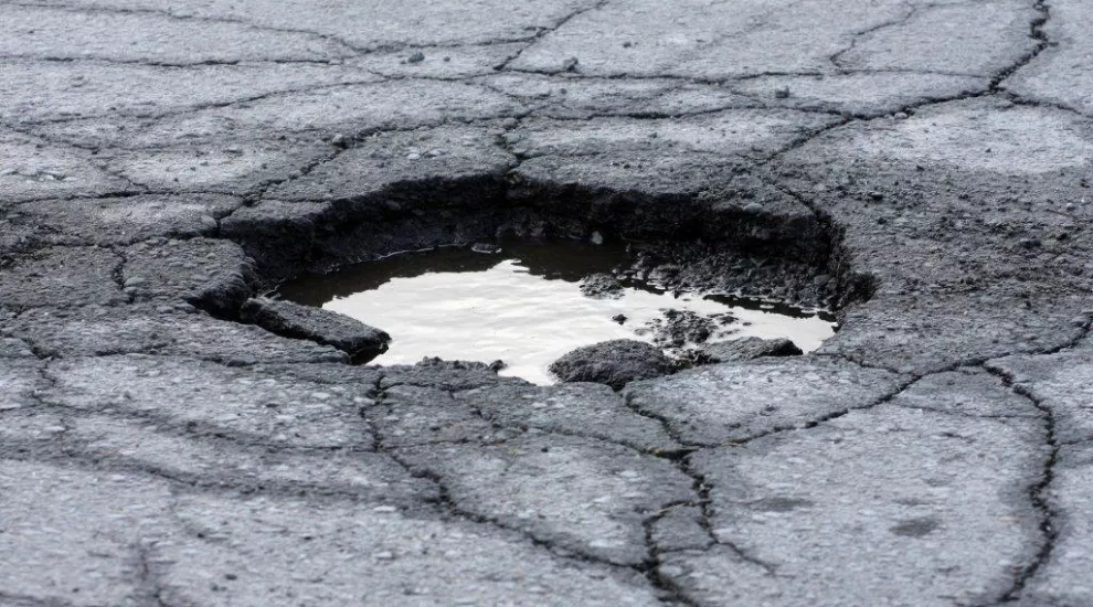 pothole in road