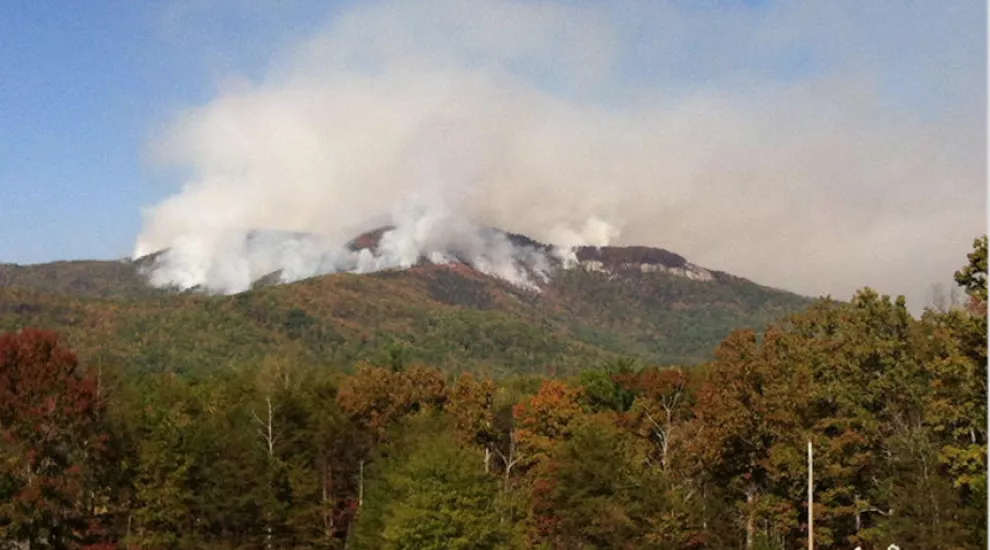 Wildfires on Pinnacle Mountain in the Piedmont