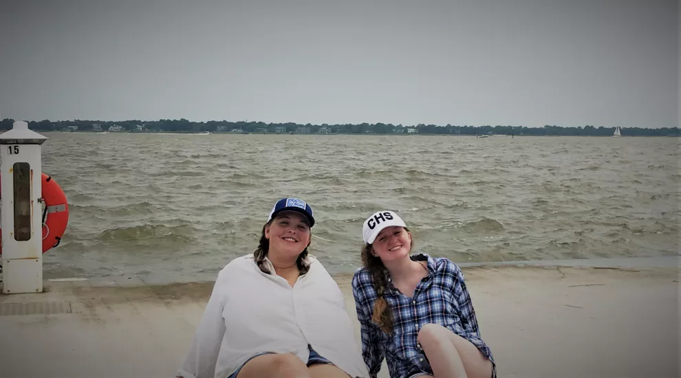 Me and my roommate Taylor on a rather overcast Fourth of July on a dock in Charleston.