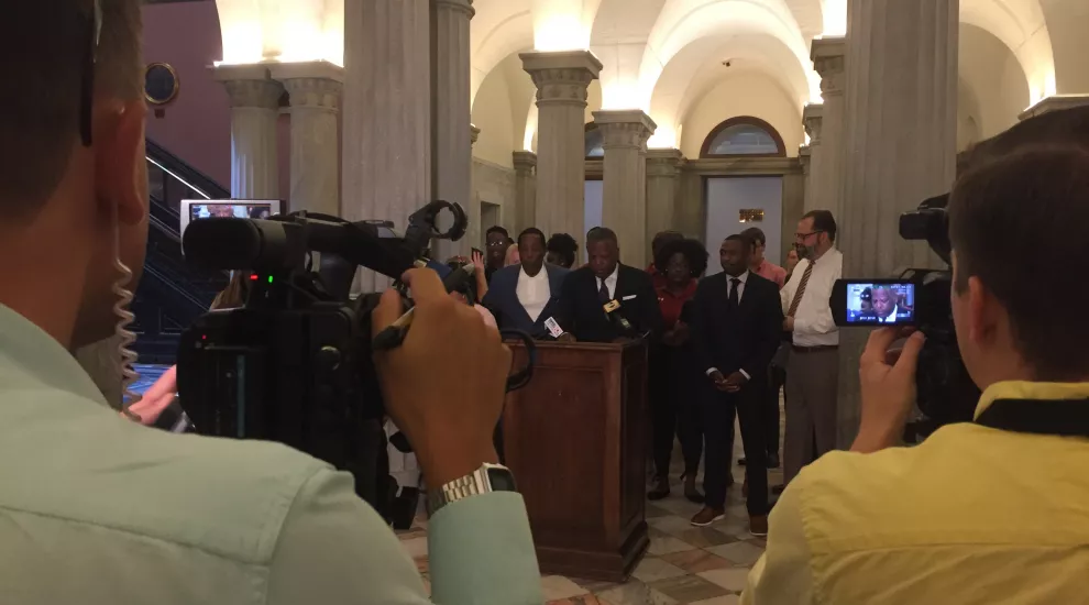 Columbia Mayor Steve Benjamin holds a press conference regarding the vote for the new University of South Carolina president