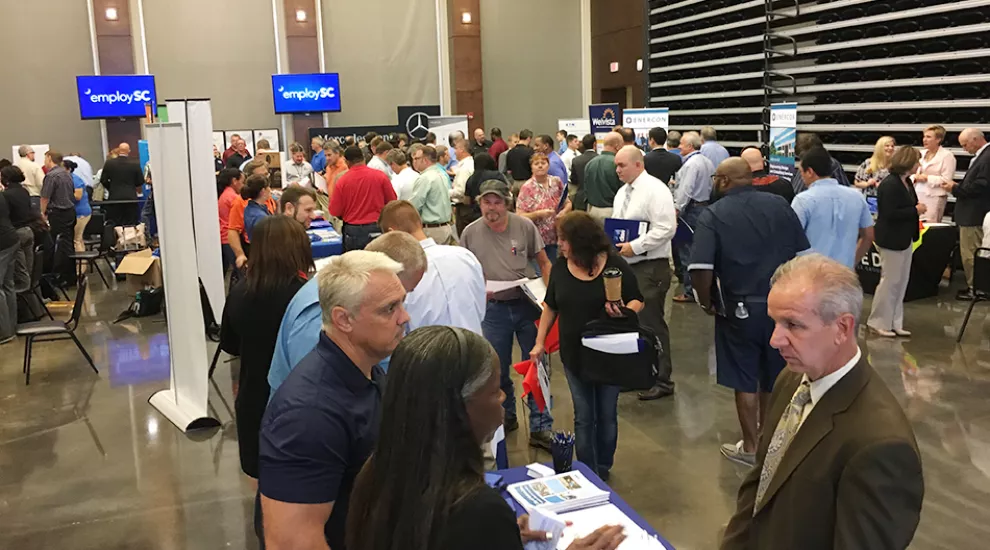 Hundreds attend the Employ SC job fair in Chapin on Aug. 14, 2017.