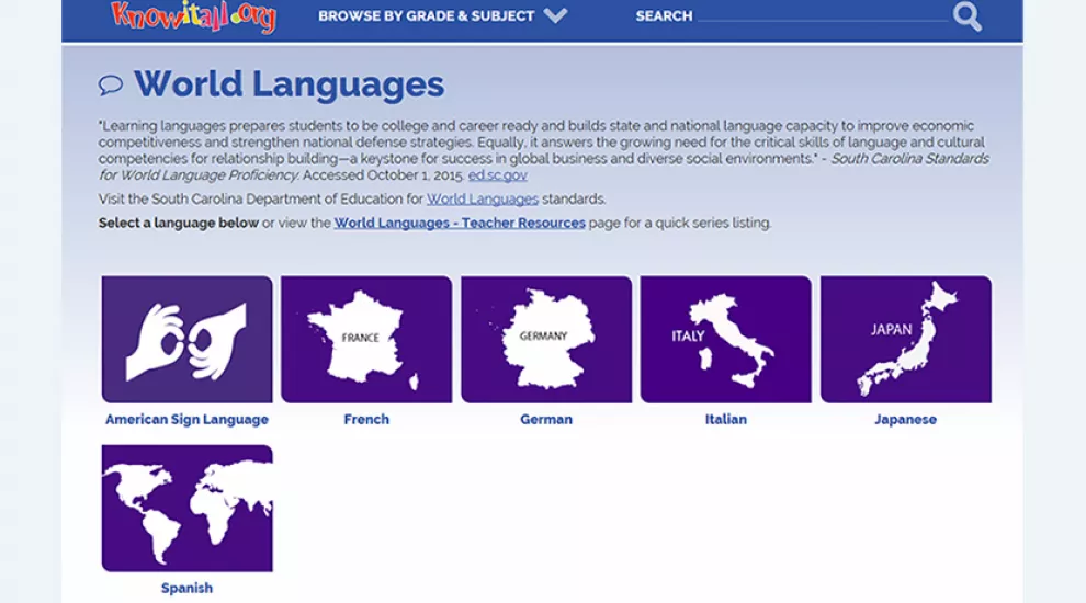 World Languages subject area page on Knowitall.org