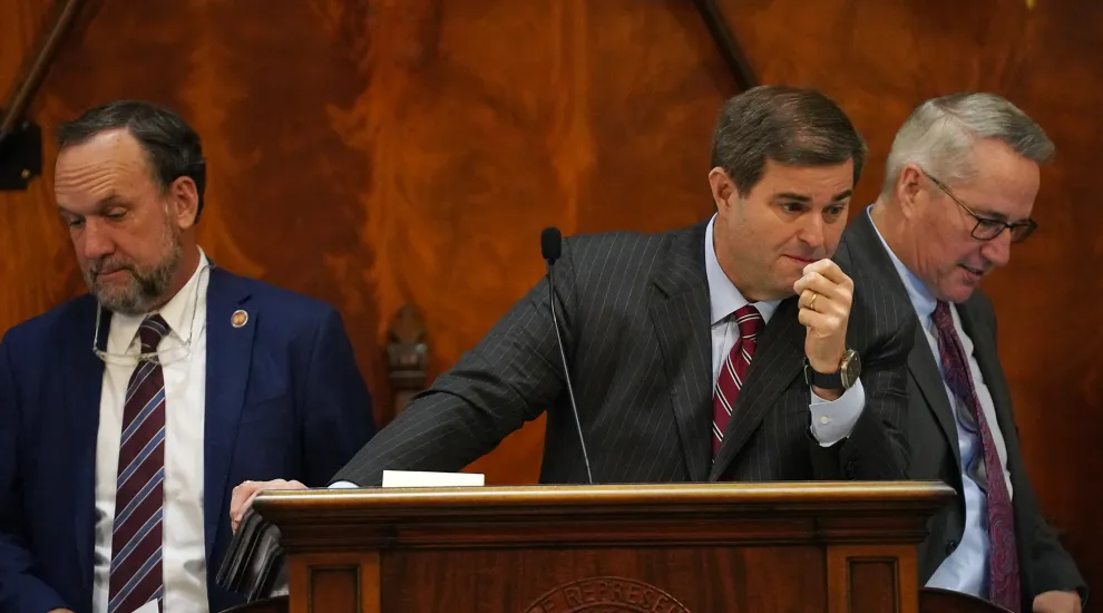 S.C. House Ways and Means Committee Chairman Bruce Bannister, R-Greenville; House Speaker Murrell Smith, R-Sumter; and Speaker Pro Tem Tommy Pope, R-York in the S.C. House on Jan. 15, 2025.