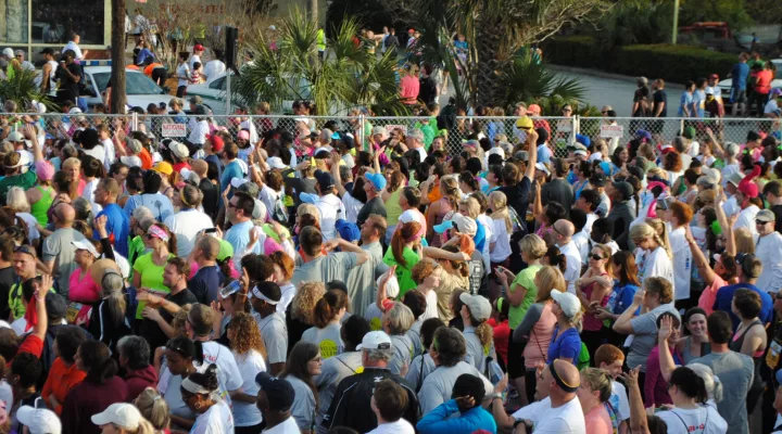 Cooper River Bridge Run participants lining up in Mount Pleasant April 2014