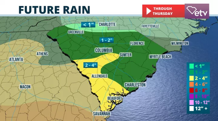 Rainfall Forecast through Thursday