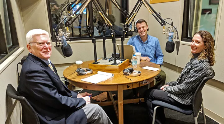 Gavin Jackson speaks with Russ McKinney (l) and Seanna Adcox (r) in the SC Public Radio studios on Tuesday, November 13, 2018.