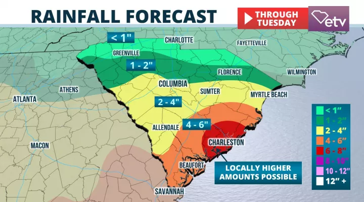 Rainfall Sunday into Monday