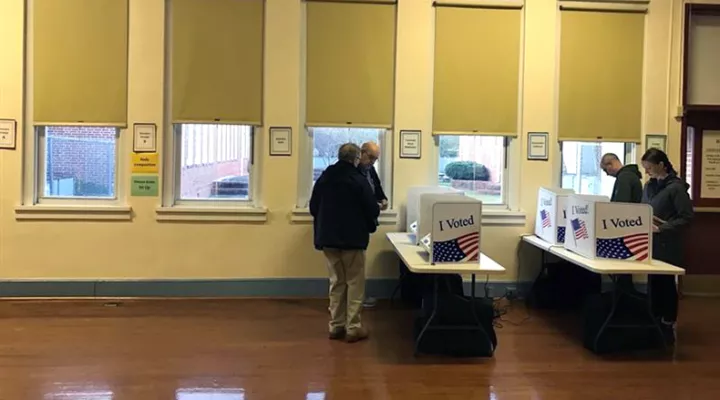 Voters cast ballots during the South Carolina Democratic presidential primary on February 29, 2020.