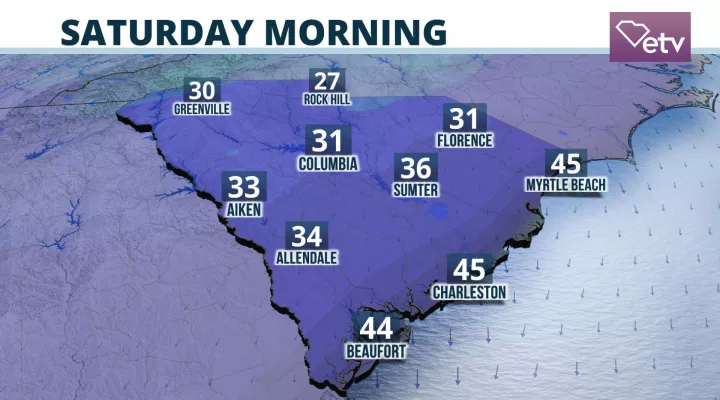 Saturday morning forecast low temperatures