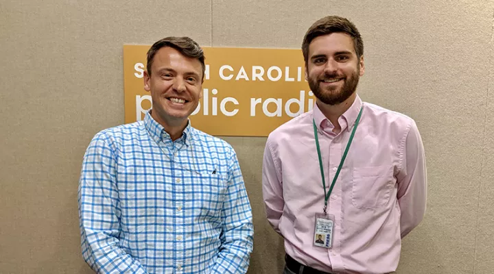 Gavin Jackson (l) with Avery Wilks in the South Carolina Public Radio studios on Monday, July 29, 2019.