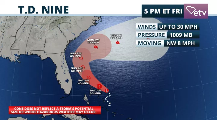 forecast map of tropical storm