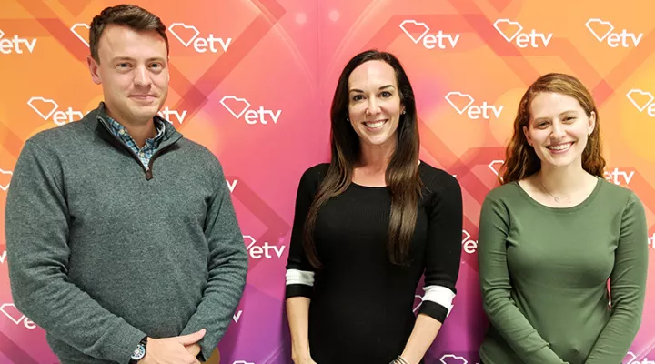 Gavin Jackson (l) with Meg Kinnard and Maayan Schechter (r) on Monday, January 21, 2019.