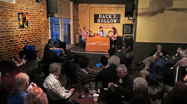 Gavin Jackson with Maayan Schechter and Jamie Lovegrove onstage at T.W. Boons in Greenwood, SC, on Thursday, February 21, 2019.